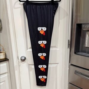 Black Leggings with Fun Turkey Design